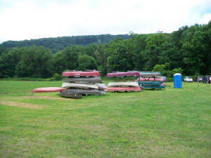 Our canoes racked up and ready to go.